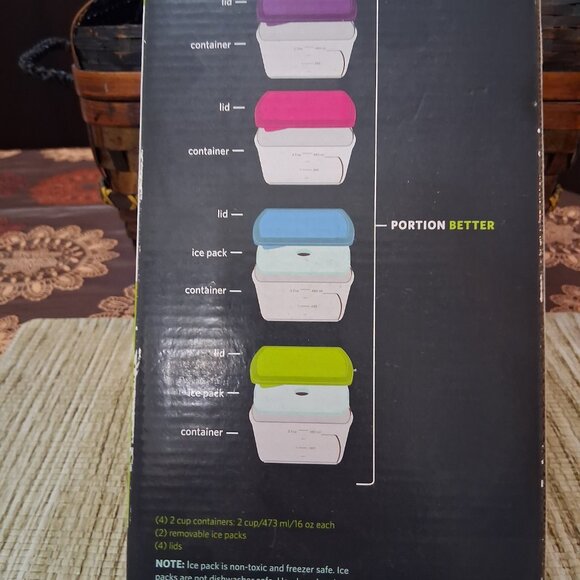 Fit &Fresh Healthy Eating Living 2 Cup Size 10 Pieces Smart Portion w/Ice Packs - Picture 5 of 6